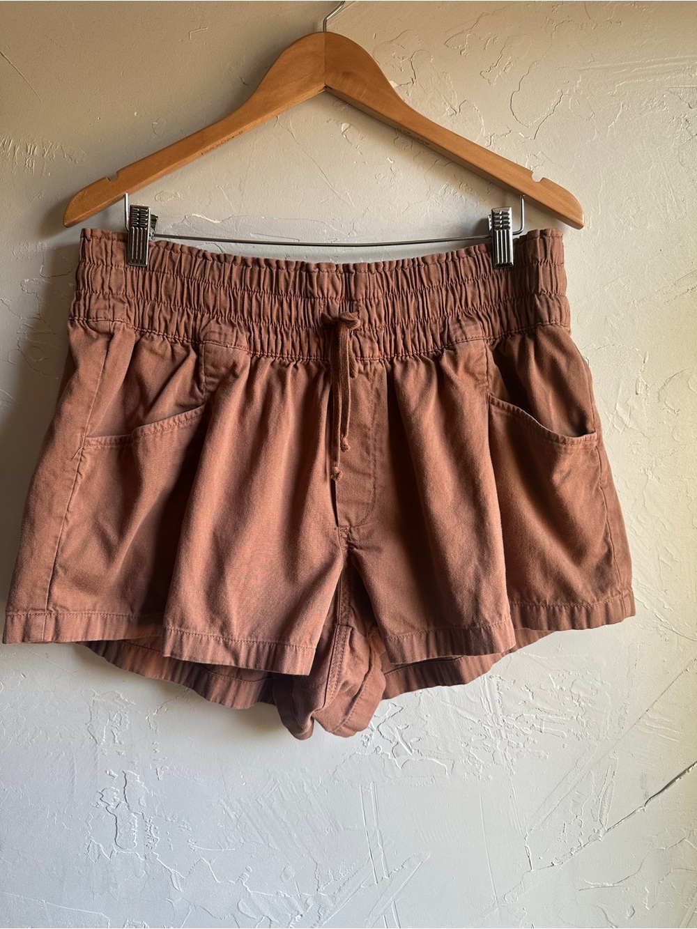 Aerie Boho Shorts Large Rust Brown 100% Cotton Pull On Elastic Waist Sz L